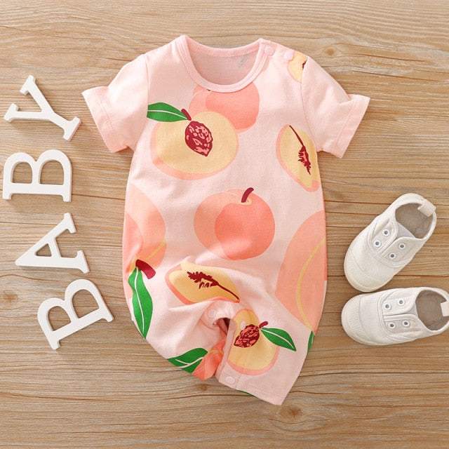 Macacão Estampado de Manga Curta Bebê Menina/ Unissex | 0 - 18 Meses-azul,branco,macacão de verão,macacão estampado,macacão menina,macacão recém-nascido,marinheiro,menina,rosa,verde