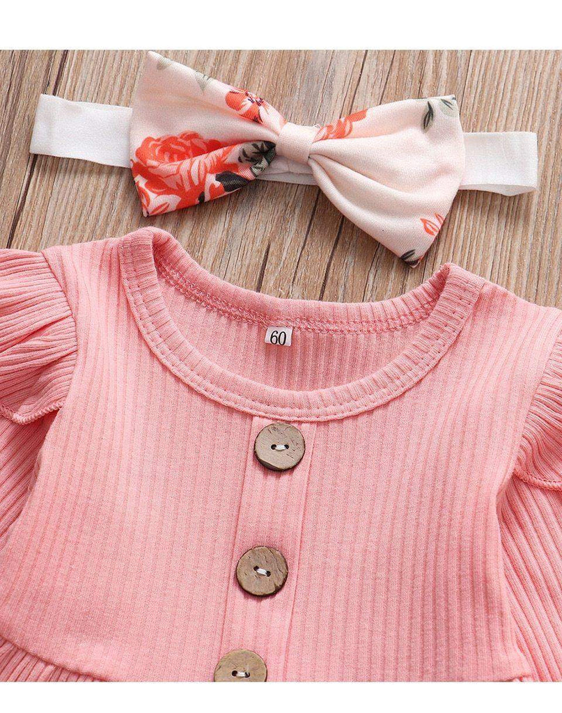 Conjunto Blusa Manga + Calça Floral +Laço Bebê Menina | 1-24 Meses-Internacional-bebe menina,conjunto,conjunto body calça,conjunto de inverno,menina