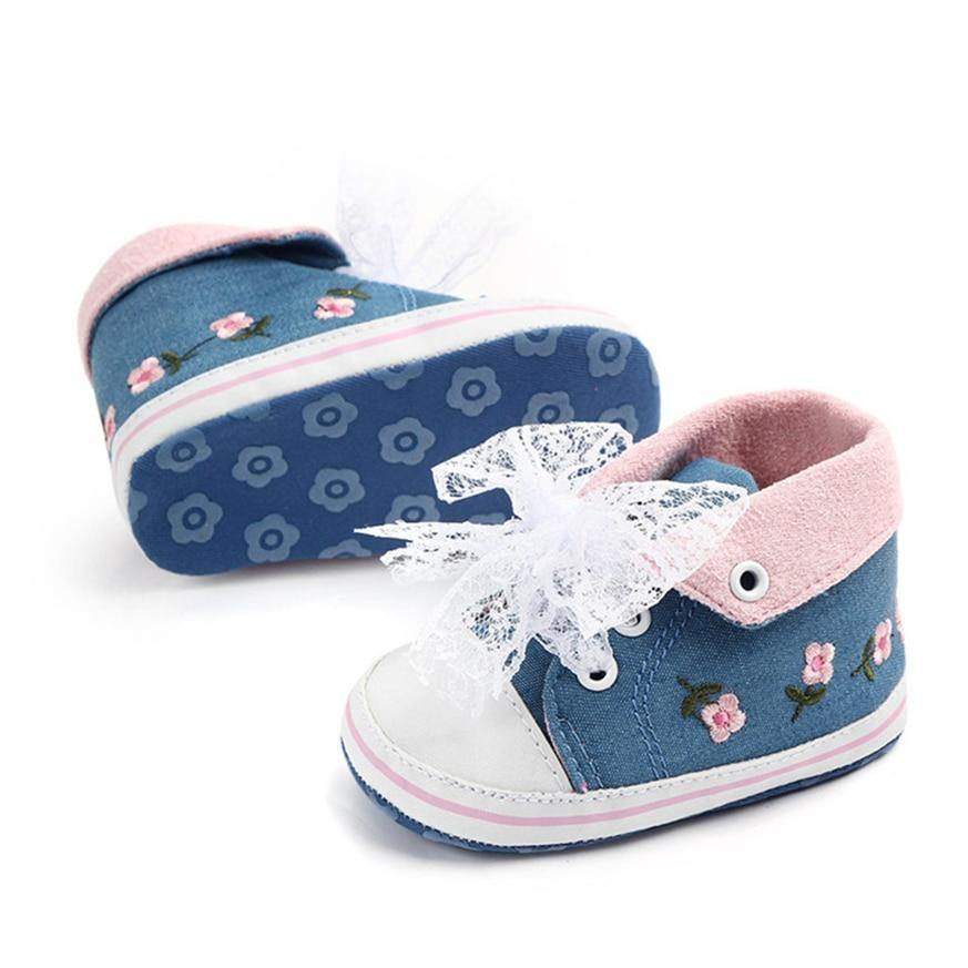 Tênis Floral Bordado Bebê Menina | 1-18 Meses-Internacional-acessório,acessório de bebê,menina,roupa menina,sapato,sapato de bebe,tenis