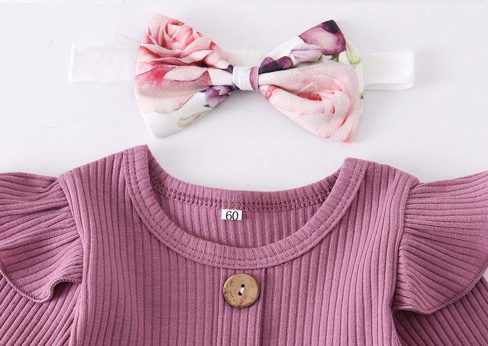 Conjunto Blusa Manga + Calça Floral +Laço Bebê Menina | 1-24 Meses-Internacional-bebe menina,conjunto,conjunto body calça,conjunto de inverno,menina