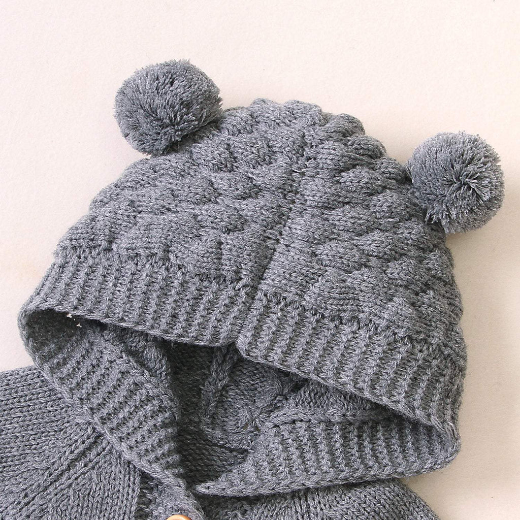 Macacão Tricô com Capuz Orelhinhas Bebê Menino Menina | 0-24 Meses-macacão de bebê de inverno,macacão de bebê tricot,macacão de bebê tricô,macacão de bebê tricô AZUL,macacão de bebê tricô branco,macacão de bebê tricô cinza,macacão de bebê tricô rosa,macacão de bebê tricô unisex,macacão tricotado de bebê,macacão tricô,menina,menino