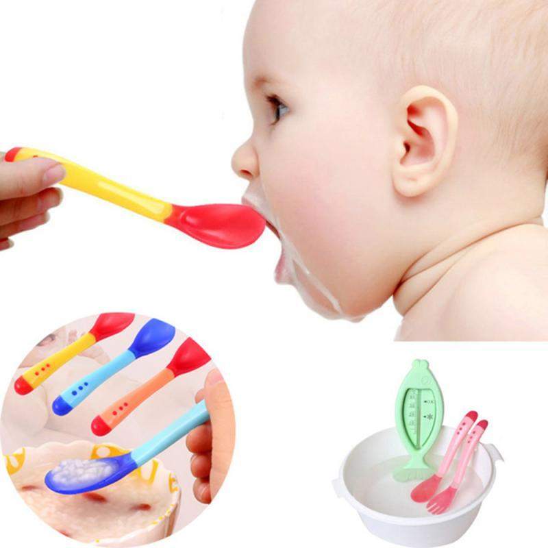 Colher de Silicone com Sensor de Temperatura p / Bebê| 6-24 Meses-Attena Baby Shop-cilicone,colher,comer,papa,talher