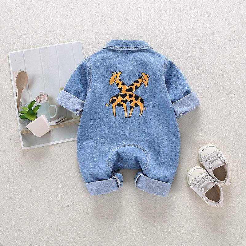 Macacão Jeans Bebê Menino Manga Longa |  6-24 M-azul,denim,jeans,macacão,macacão bebê,macacão manga longa,menino