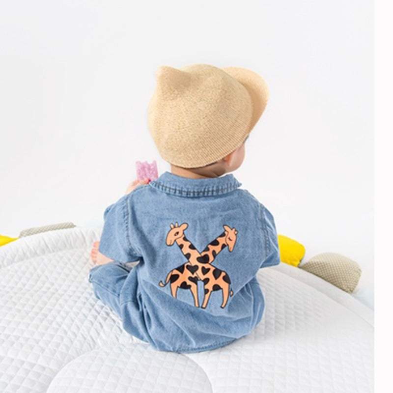 Macacão Jeans Bebê Menino Manga Longa |  6-24 M-azul,denim,jeans,macacão,macacão bebê,macacão manga longa,menino