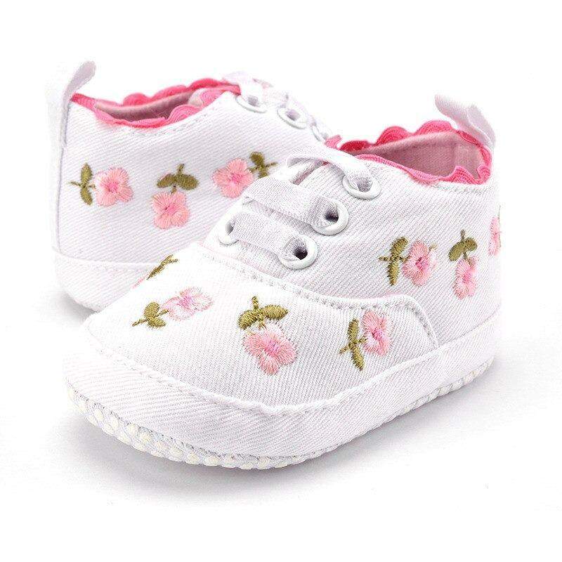 Tênis Floral Bordado Bebê Menina | 1-18 Meses-Internacional-acessório,acessório de bebê,menina,roupa menina,sapato,sapato de bebe,tenis