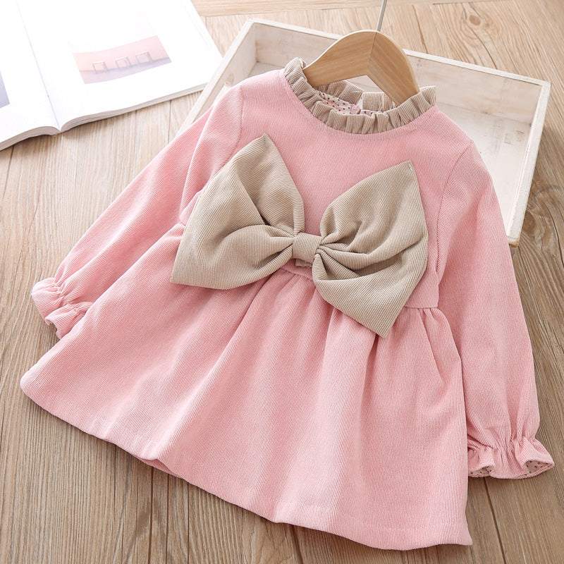 Vestido de Veludo Bebê de Manga Longa Inverno |1-24 Meses-bichinhos,inverno,laço,menina,roupa bebe,roupa menina,veludo,vestido,vestido de festa bebe menina inverno,vestido de manga,vestido inverno bebe menina,vestido menina,vestido quentinho,vestido veludo bebe menina