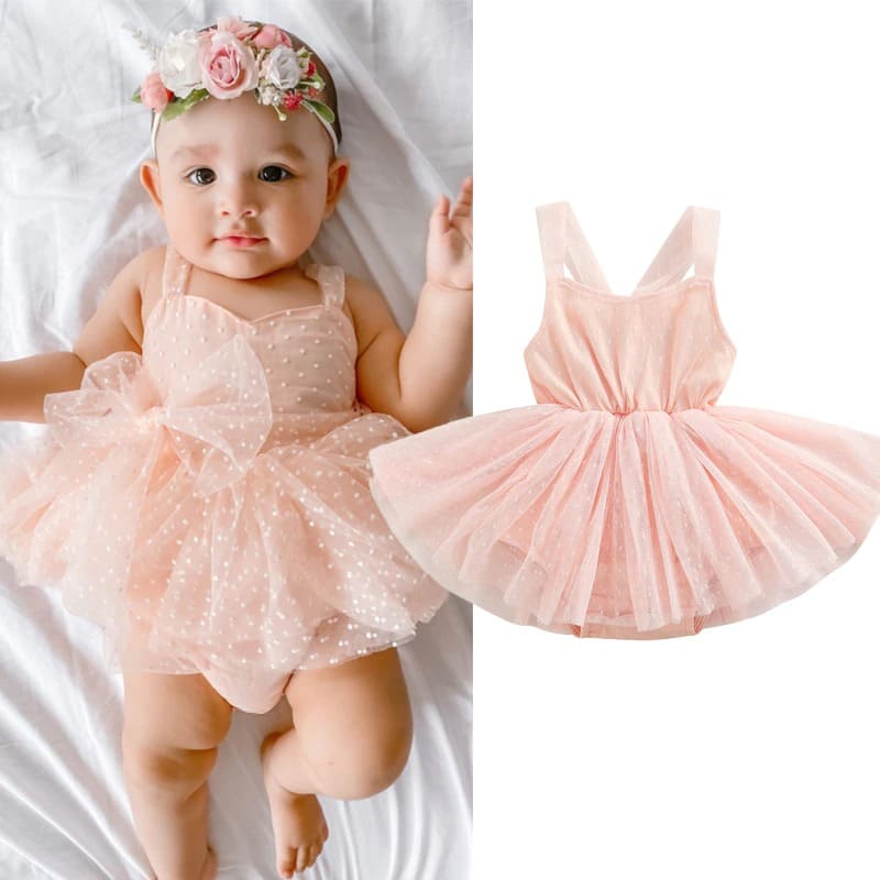 vestido de festa rosa ballet bebê menina 0 3 6 9 12 18 24 meses babado amarração transparente fofo chique passeio evento batizado casamento aniversário laço lacinho verão fresco fresquinho leve roupa criança infantil