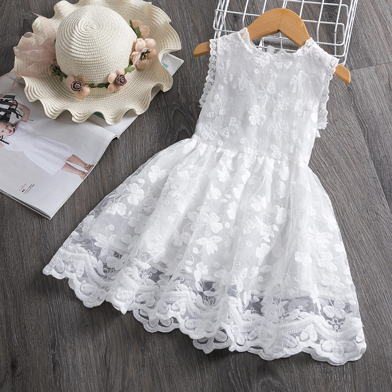 vestido de renda regata batizado menina 2 3 4 5 6 7 8 anos floral babado transparente fofo chique verão festa ano novo natal bordado branco