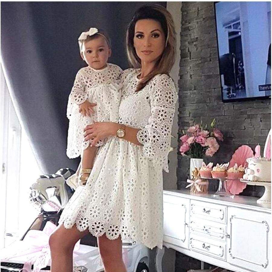 Vestido de Renda Branco Batizado Mãe e Filha Meses Anos