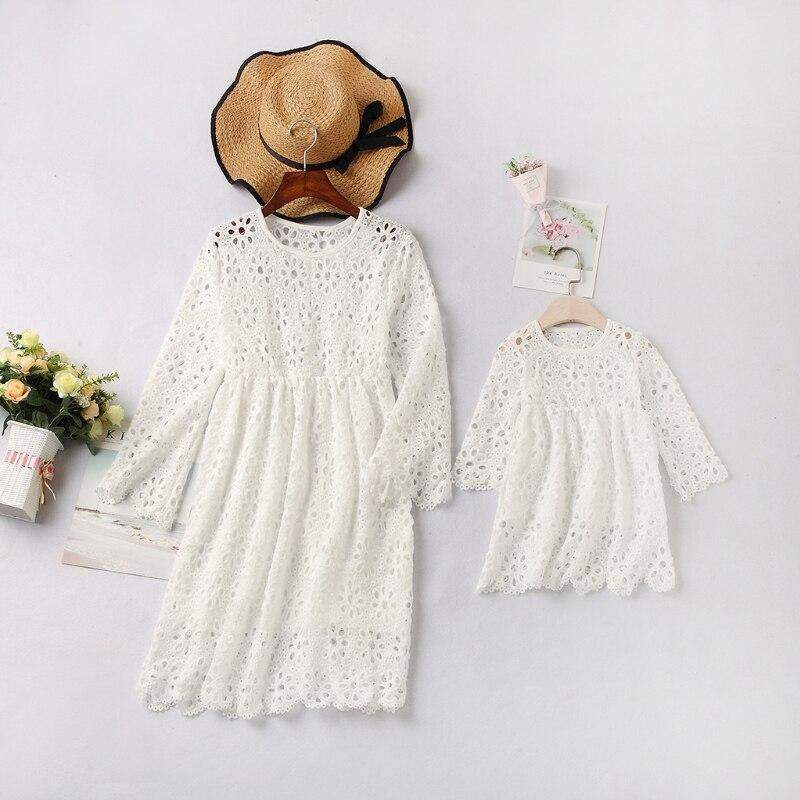 Vestido de Renda Branco Batizado Mãe e Filha Meses Anos